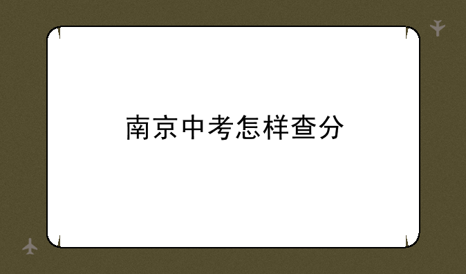 南京中考怎样查分