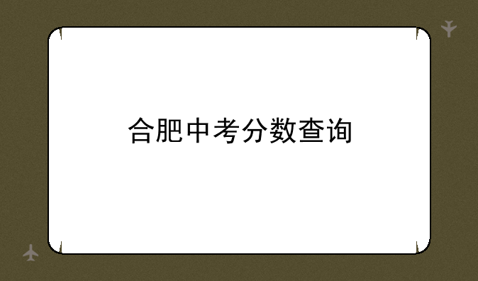 合肥中考分数查询