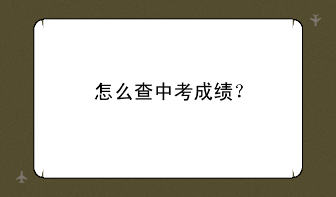 怎么查中考成绩？