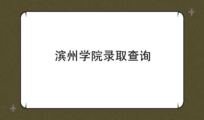 滨州学院录取查询