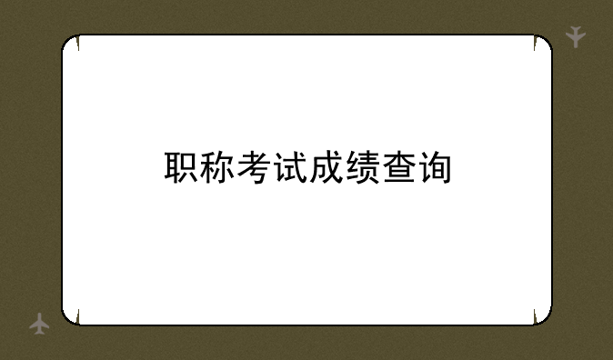 职称考试成绩查询