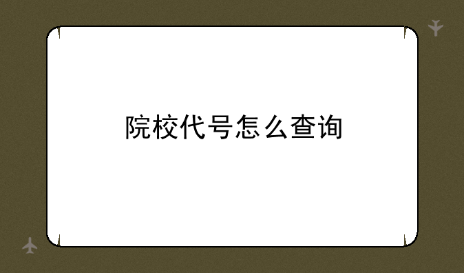 院校代号怎么查询