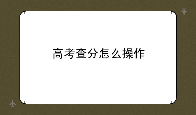 高考查分怎么操作