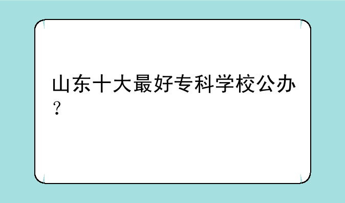 山东十大最好专科学校公办？