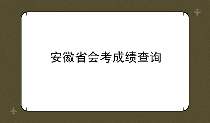 安徽省会考成绩查询