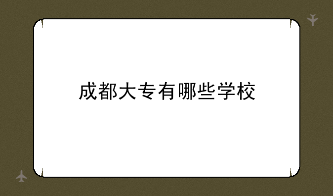 成都大专有哪些学校