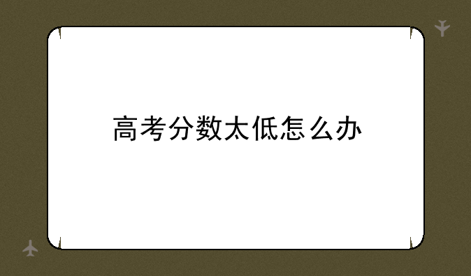 高考分数太低怎么办