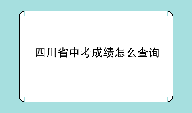 四川省中考成绩怎么查询