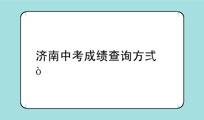 济南中考成绩查询方式？
