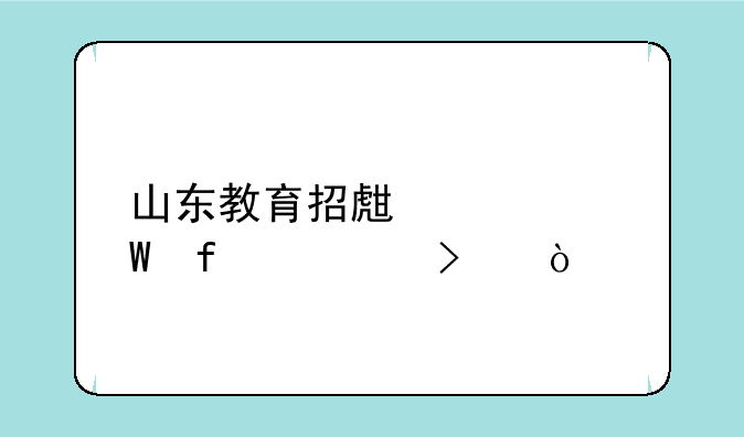 山东教育招生考试院入口？