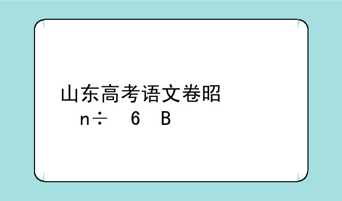山东高考语文卷是全国卷吗