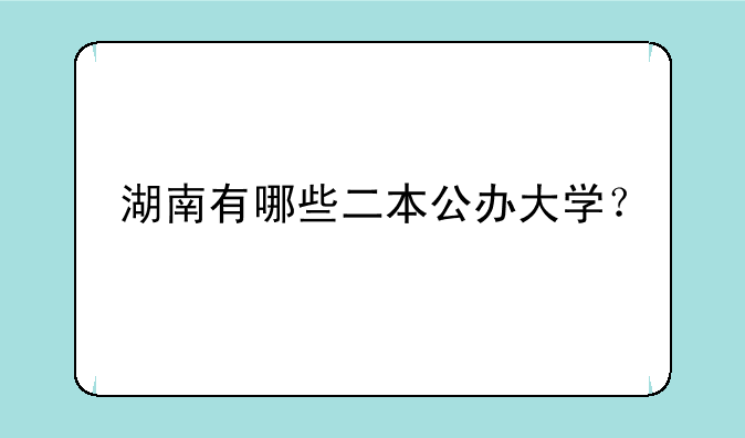 湖南有哪些二本公办大学？