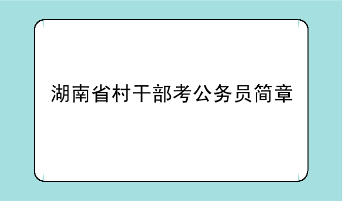 湖南省村干部考公务员简章