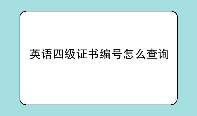 英语四级证书编号怎么查询