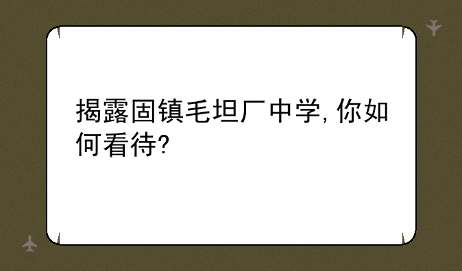 揭露固镇毛坦厂中学,你如何看待?