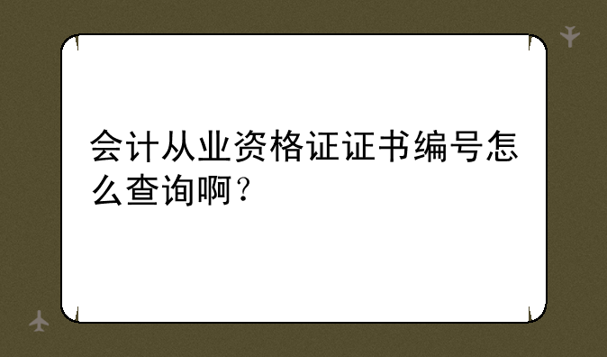 会计从业资格证证书编号怎么查询啊？