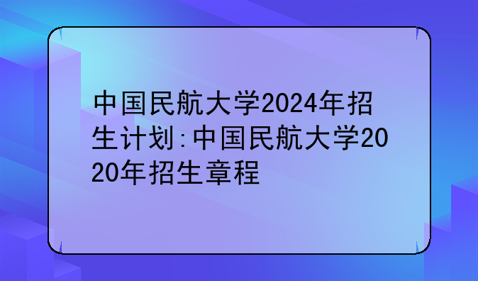 中国民航大学2024年招生计划:中国民航大学2020年招生章程