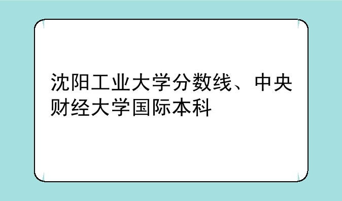 沈阳工业大学分数线、中央财经大学国际本科